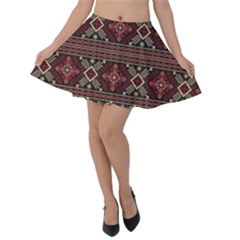 Ukrainian Folk Seamless Pattern Ornament Velvet Skater Skirt