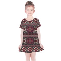 Ukrainian Folk Seamless Pattern Ornament Kids  Simple Cotton Dress