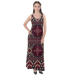 Ukrainian Folk Seamless Pattern Ornament Sleeveless Velour Maxi Dress