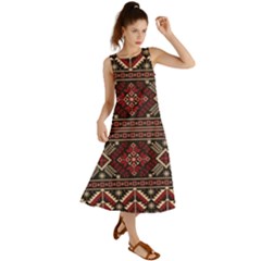 Ukrainian Folk Seamless Pattern Ornament Summer Maxi Dress