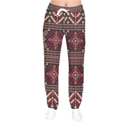 Ukrainian Folk Seamless Pattern Ornament Women Velvet Drawstring Pants