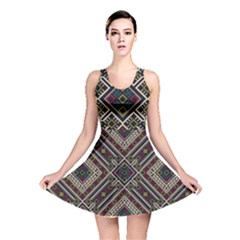 Zentangle Style Geometric Ornament Pattern Reversible Skater Dress