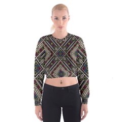 Zentangle Style Geometric Ornament Pattern Cropped Sweatshirt