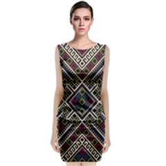 Zentangle Style Geometric Ornament Pattern Classic Sleeveless Midi Dress