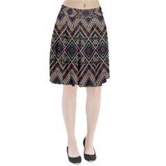 Zentangle Style Geometric Ornament Pattern Pleated Skirt by Wegoenart