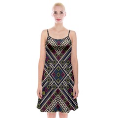 Zentangle Style Geometric Ornament Pattern Spaghetti Strap Velvet Dress