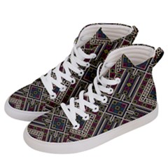 Zentangle Style Geometric Ornament Pattern Men s Hi-top Skate Sneakers by Wegoenart