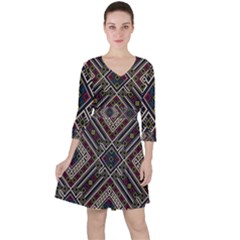 Zentangle Style Geometric Ornament Pattern Ruffle Dress