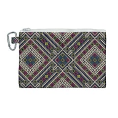 Zentangle Style Geometric Ornament Pattern Canvas Cosmetic Bag (large)