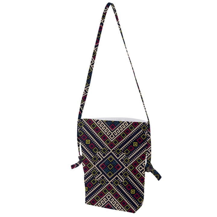 Zentangle Style Geometric Ornament Pattern Folding Shoulder Bag