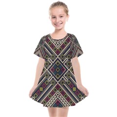 Zentangle Style Geometric Ornament Pattern Kids  Smock Dress