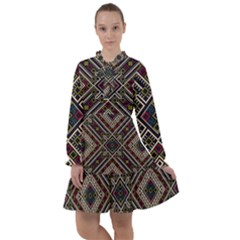 Zentangle Style Geometric Ornament Pattern All Frills Chiffon Dress