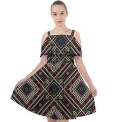 Zentangle Style Geometric Ornament Pattern Cut Out Shoulders Chiffon Dress by Wegoenart