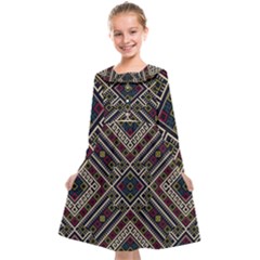 Zentangle Style Geometric Ornament Pattern Kids  Midi Sailor Dress by Wegoenart