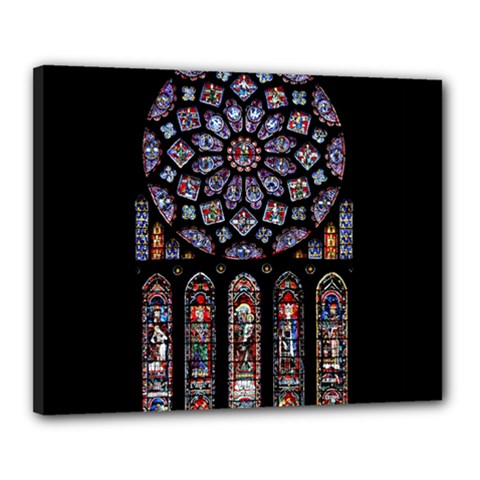 Chartres Cathedral Notre Dame De Paris Amiens Cath Stained Glass Canvas 20  X 16  (stretched)