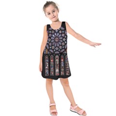 Chartres Cathedral Notre Dame De Paris Amiens Cath Stained Glass Kids  Sleeveless Dress