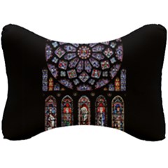 Chartres Cathedral Notre Dame De Paris Amiens Cath Stained Glass Seat Head Rest Cushion by Wegoenart