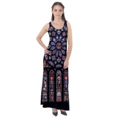 Chartres Cathedral Notre Dame De Paris Amiens Cath Stained Glass Sleeveless Velour Maxi Dress