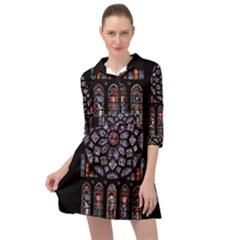 Chartres Cathedral Notre Dame De Paris Amiens Cath Stained Glass Mini Skater Shirt Dress