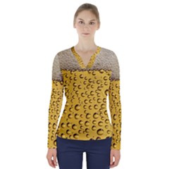 Beer Bubbles V-neck Long Sleeve Top by Wegoenart