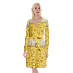 Beer Bubbles Long Sleeve Velvet Front Wrap Dress