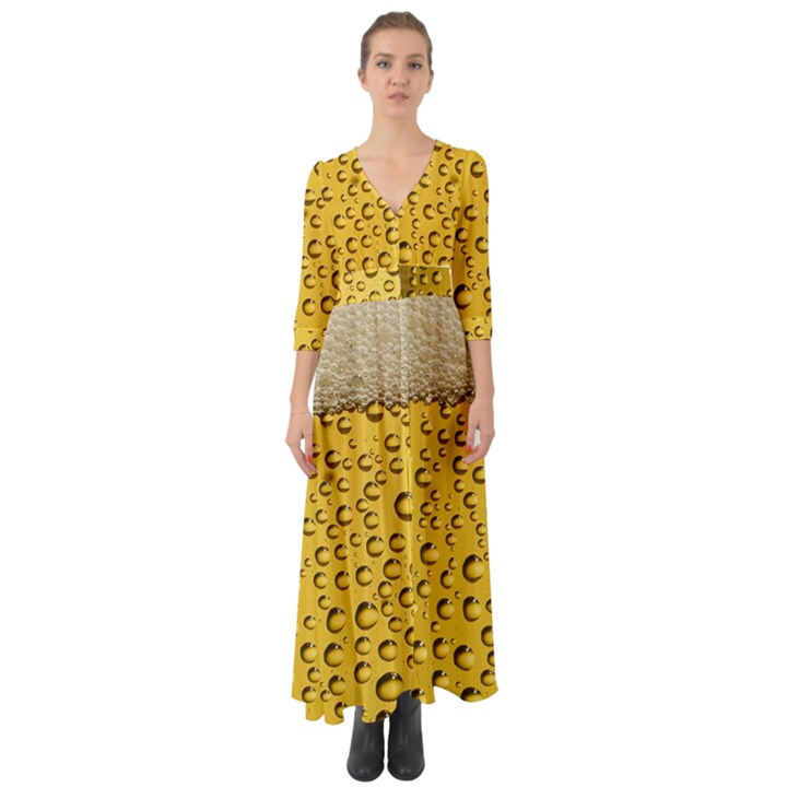 Beer Bubbles Button Up Boho Maxi Dress