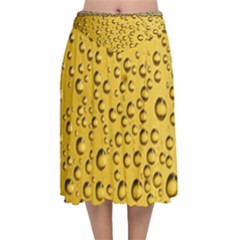 Beer Bubbles Velvet Flared Midi Skirt by Wegoenart