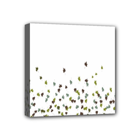 Multicolor Leaves Motif Pattern Print Mini Canvas 4  X 4  (stretched)