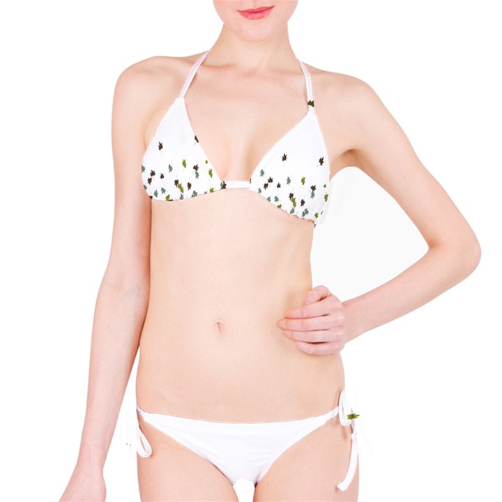 Multicolor Leaves Motif Pattern Print Classic Bikini Set