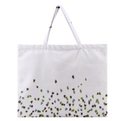 Multicolor Leaves Motif Pattern Print Zipper Large Tote Bag