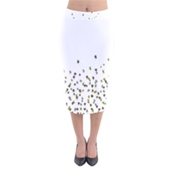 Multicolor Leaves Motif Pattern Print Velvet Midi Pencil Skirt by dflcprintsclothing