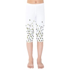 Multicolor Leaves Motif Pattern Print Kids  Capri Leggings 