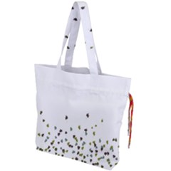 Multicolor Leaves Motif Pattern Print Drawstring Tote Bag