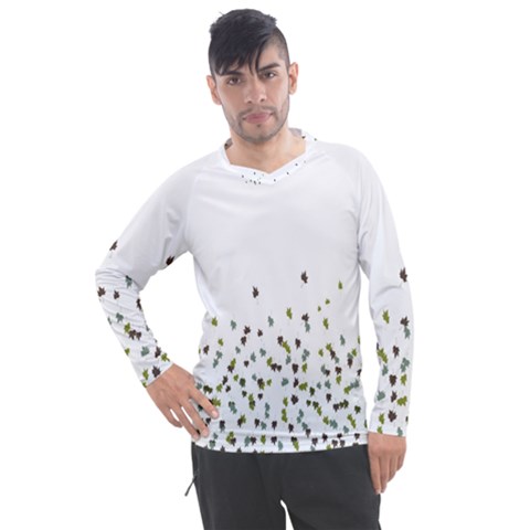 Multicolor Leaves Motif Pattern Print Men s Pique Long Sleeve Tee by dflcprintsclothing