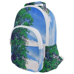 The Deep Blue Sky Rounded Multi Pocket Backpack by Fractalsandkaleidoscopes