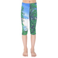 The Deep Blue Sky Kids  Capri Leggings  by Fractalsandkaleidoscopes