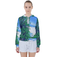 The Deep Blue Sky Women s Tie Up Sweat by Fractalsandkaleidoscopes