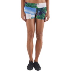 The Deep Blue Sky Yoga Shorts by Fractalsandkaleidoscopes