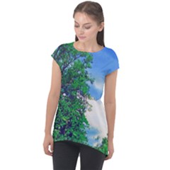 The Deep Blue Sky Cap Sleeve High Low Top by Fractalsandkaleidoscopes