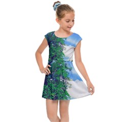 The Deep Blue Sky Kids  Cap Sleeve Dress by Fractalsandkaleidoscopes