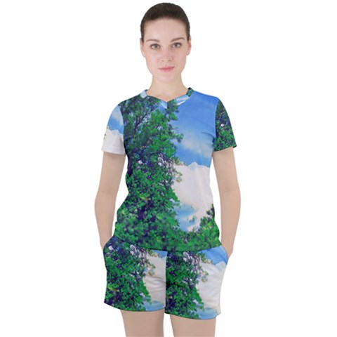 The Deep Blue Sky Women s Tee And Shorts Set by Fractalsandkaleidoscopes