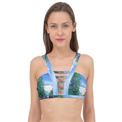 The Deep Blue Sky Cage Up Bikini Top by Fractalsandkaleidoscopes