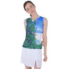 The Deep Blue Sky Women s Sleeveless Sports Top by Fractalsandkaleidoscopes