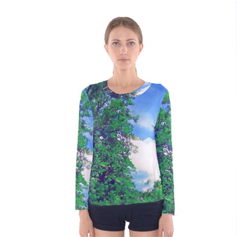 The Deep Blue Sky Women s Long Sleeve Tee by Fractalsandkaleidoscopes