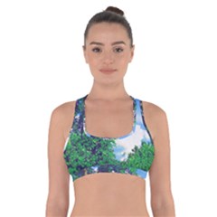 The Deep Blue Sky Cross Back Sports Bra by Fractalsandkaleidoscopes