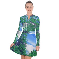 The Deep Blue Sky Long Sleeve Panel Dress by Fractalsandkaleidoscopes