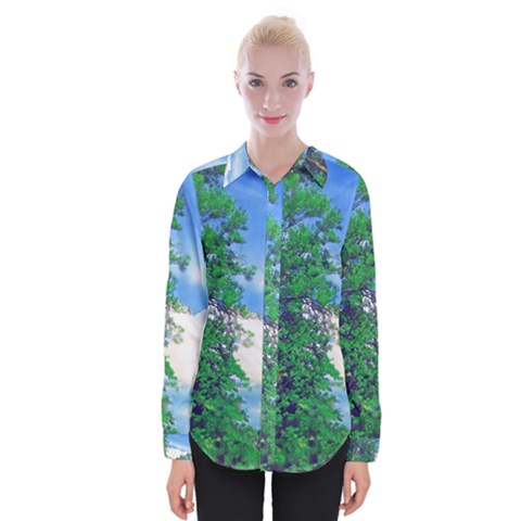 The Deep Blue Sky Womens Long Sleeve Shirt by Fractalsandkaleidoscopes