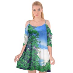 The Deep Blue Sky Cutout Spaghetti Strap Chiffon Dress by Fractalsandkaleidoscopes