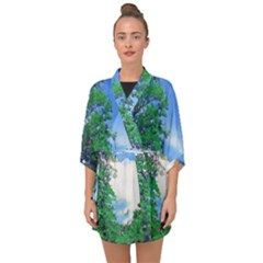 The Deep Blue Sky Half Sleeve Chiffon Kimono by Fractalsandkaleidoscopes