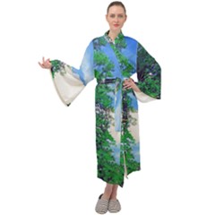 The Deep Blue Sky Maxi Velour Kimono by Fractalsandkaleidoscopes